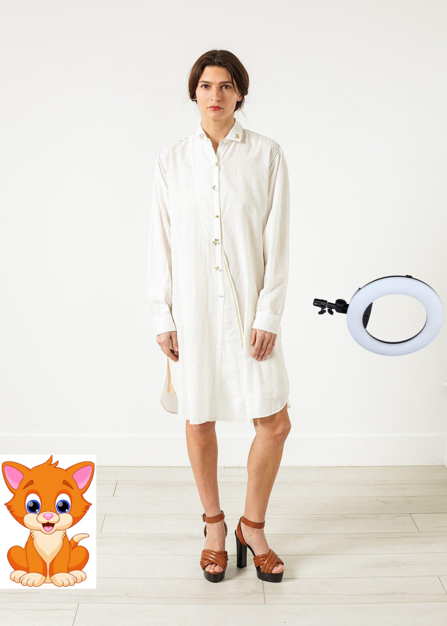 Pleated Sleeve Tunic in White