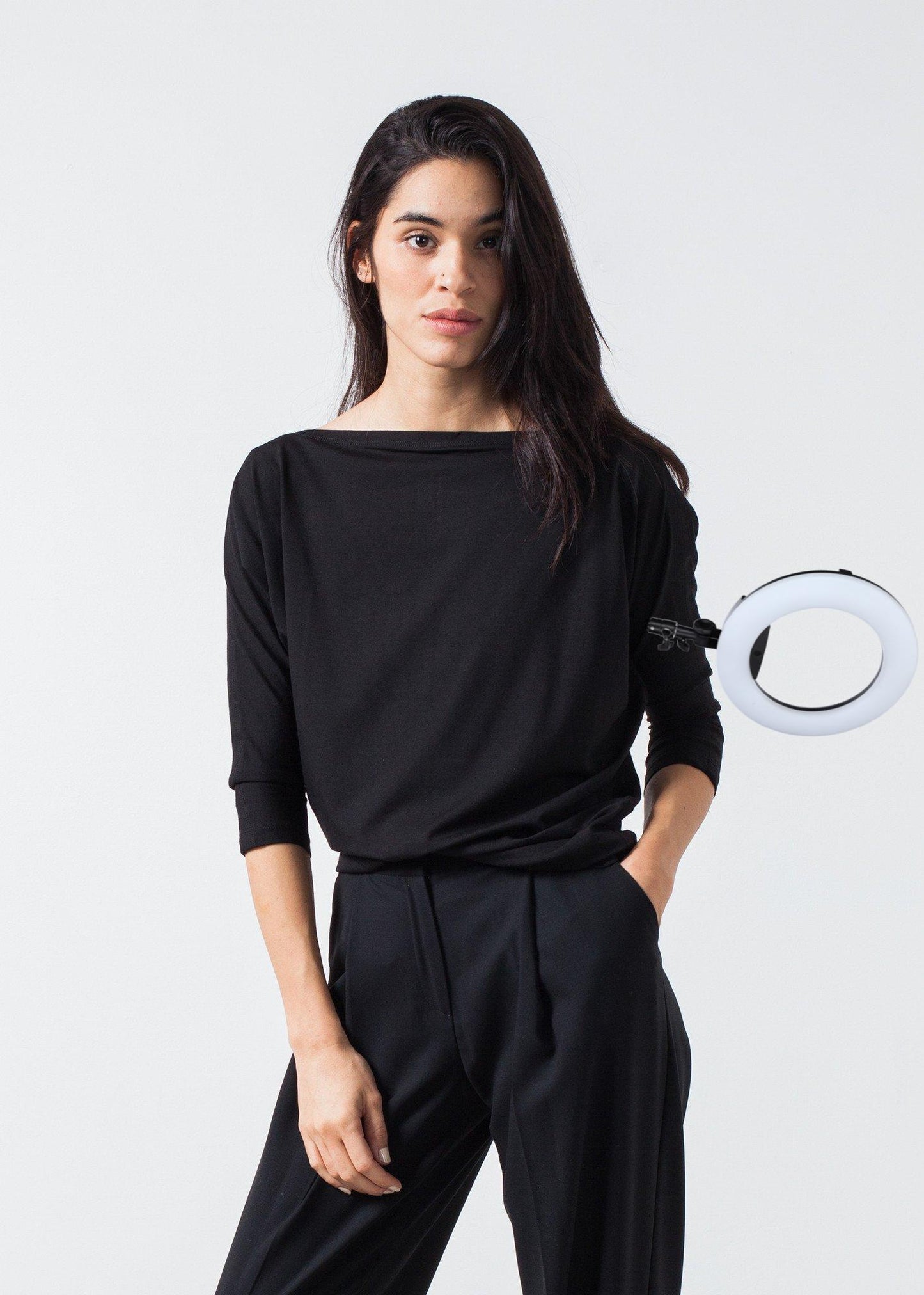 Boat Neck Top in Black
