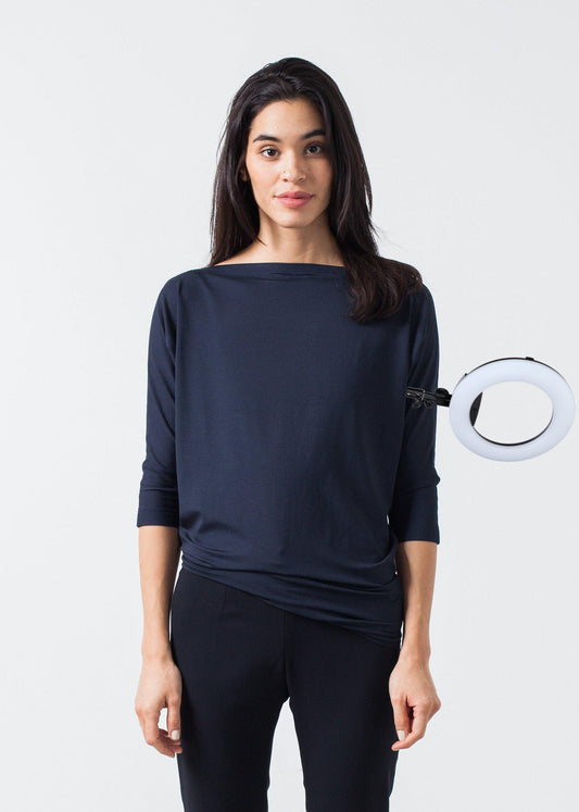 Boat Neck Top in Marine