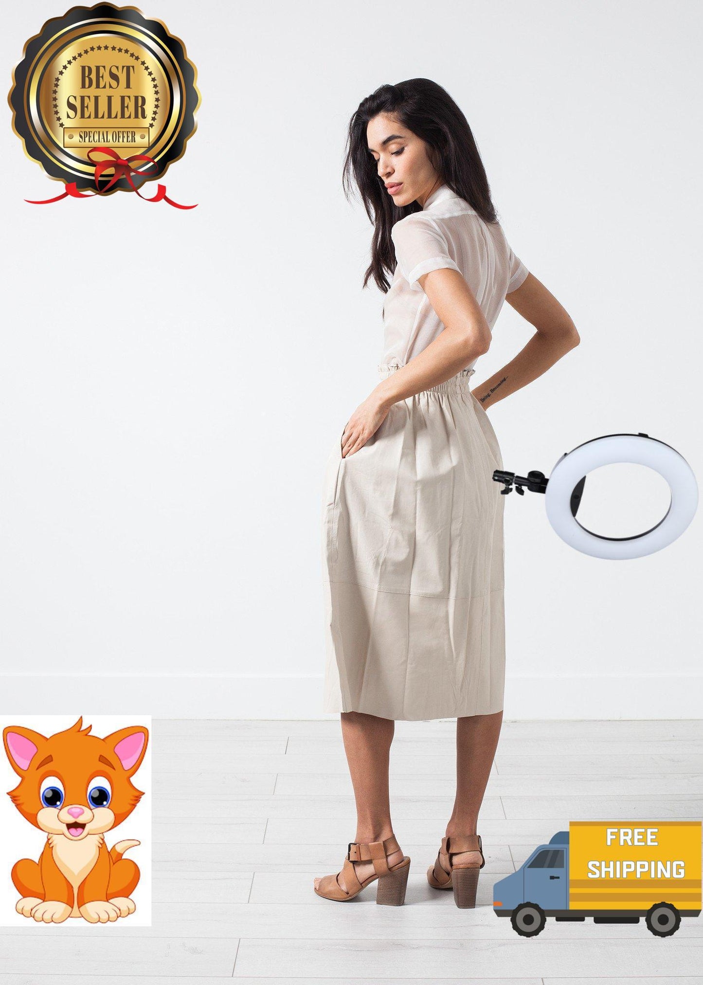 Eulera Leather Skirt in Cream
