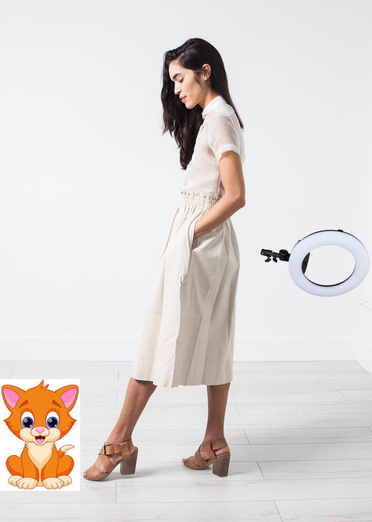 Eulera Leather Skirt in Cream