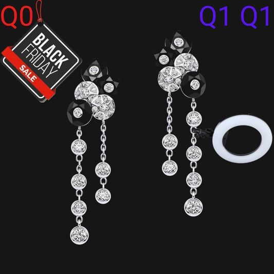 18k Dangling Obsidian Earrings