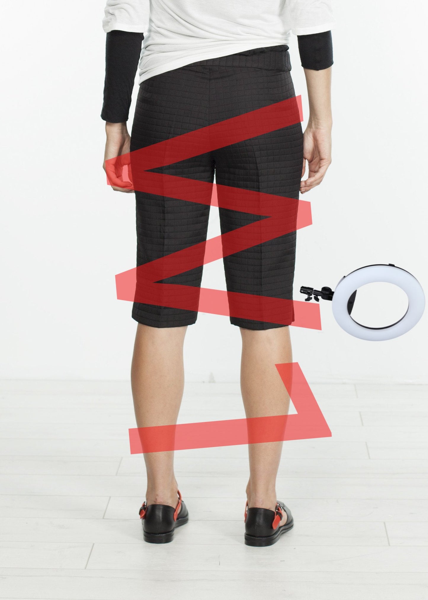 Square Stitch Knee Short in Black