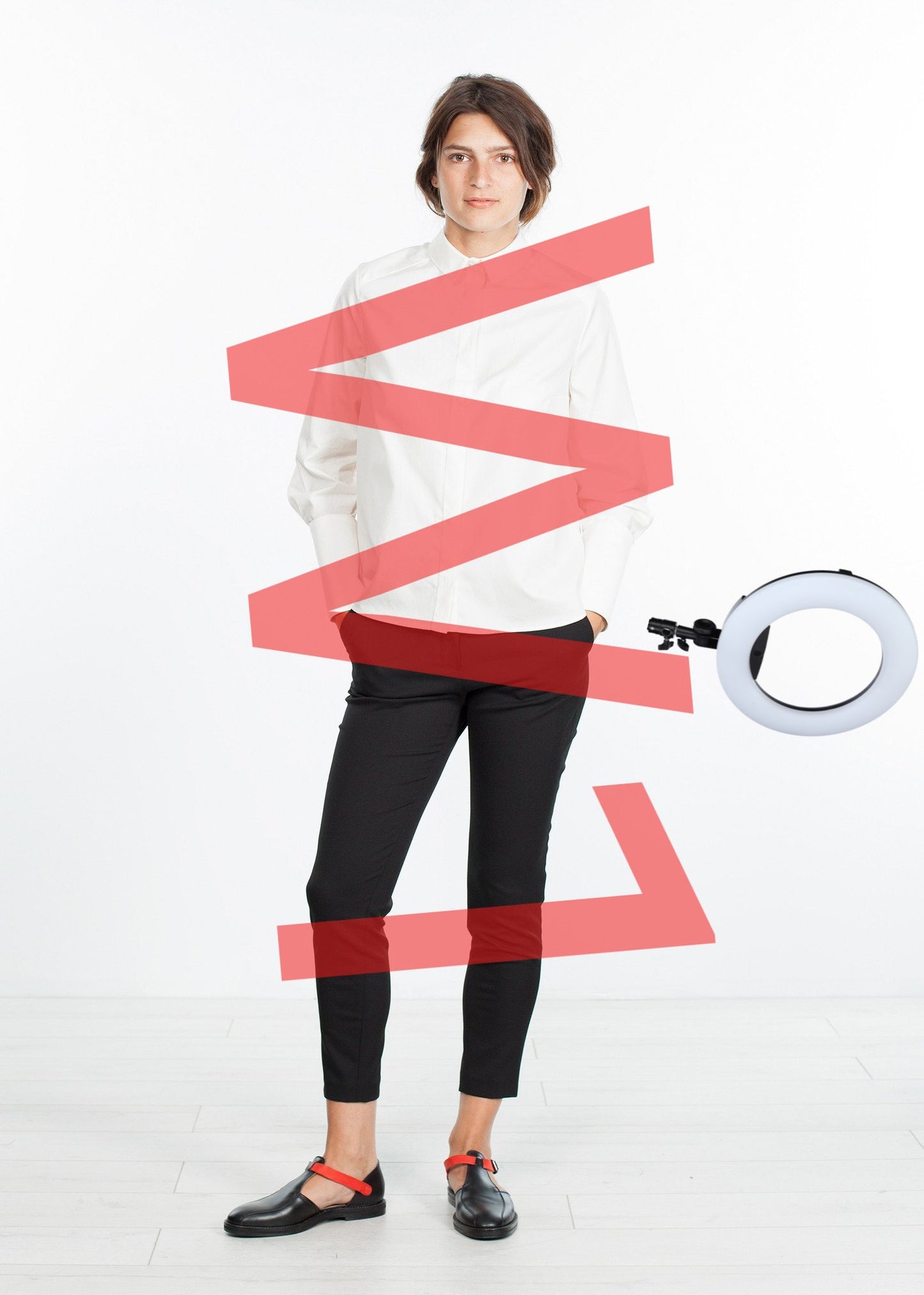 Trim Collar Poplin Blouse in Off White