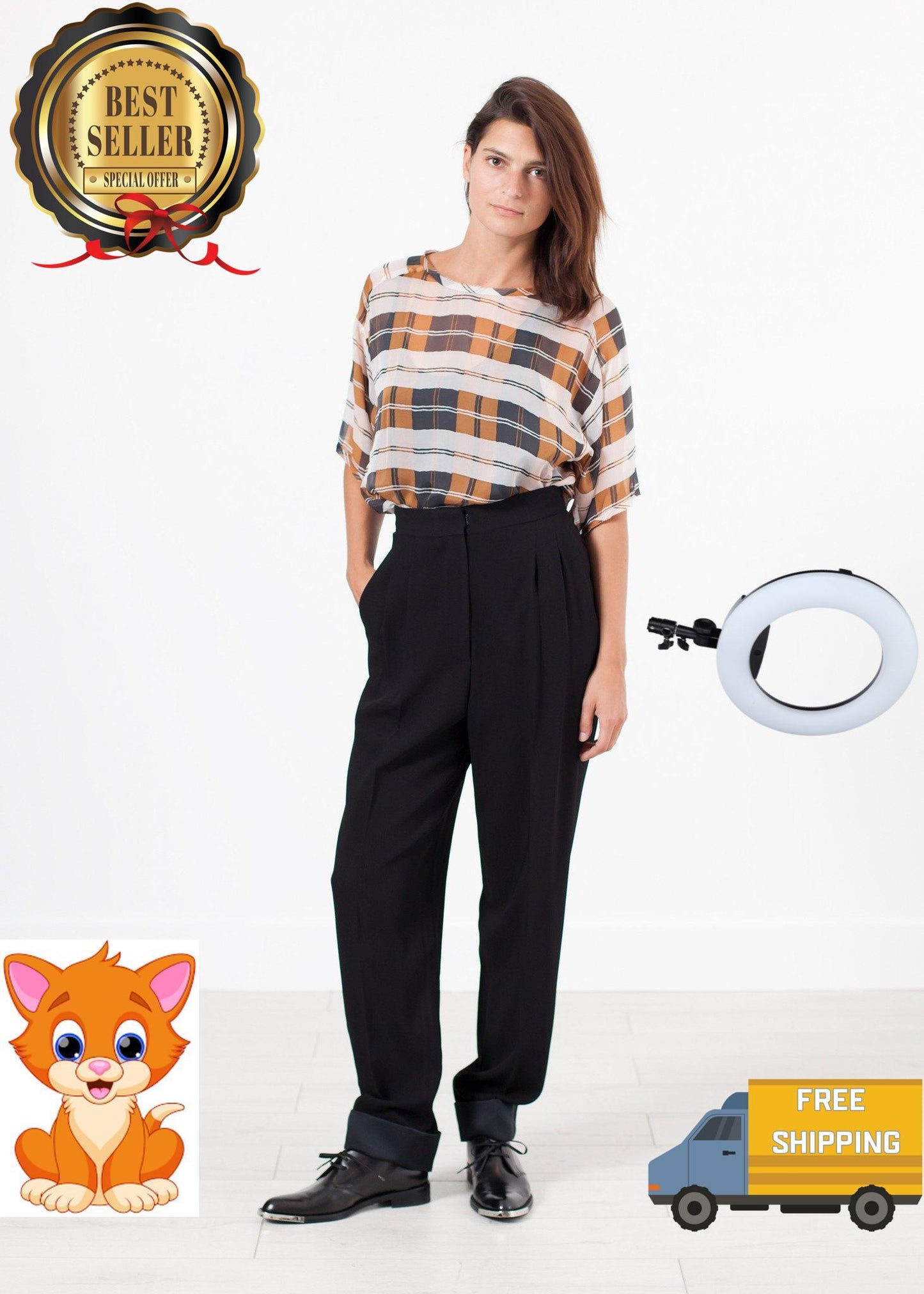 Contrast Cuff Pant in Black