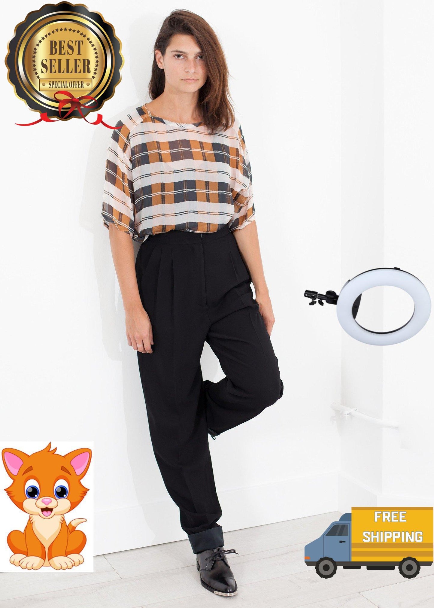 Contrast Cuff Pant in Black