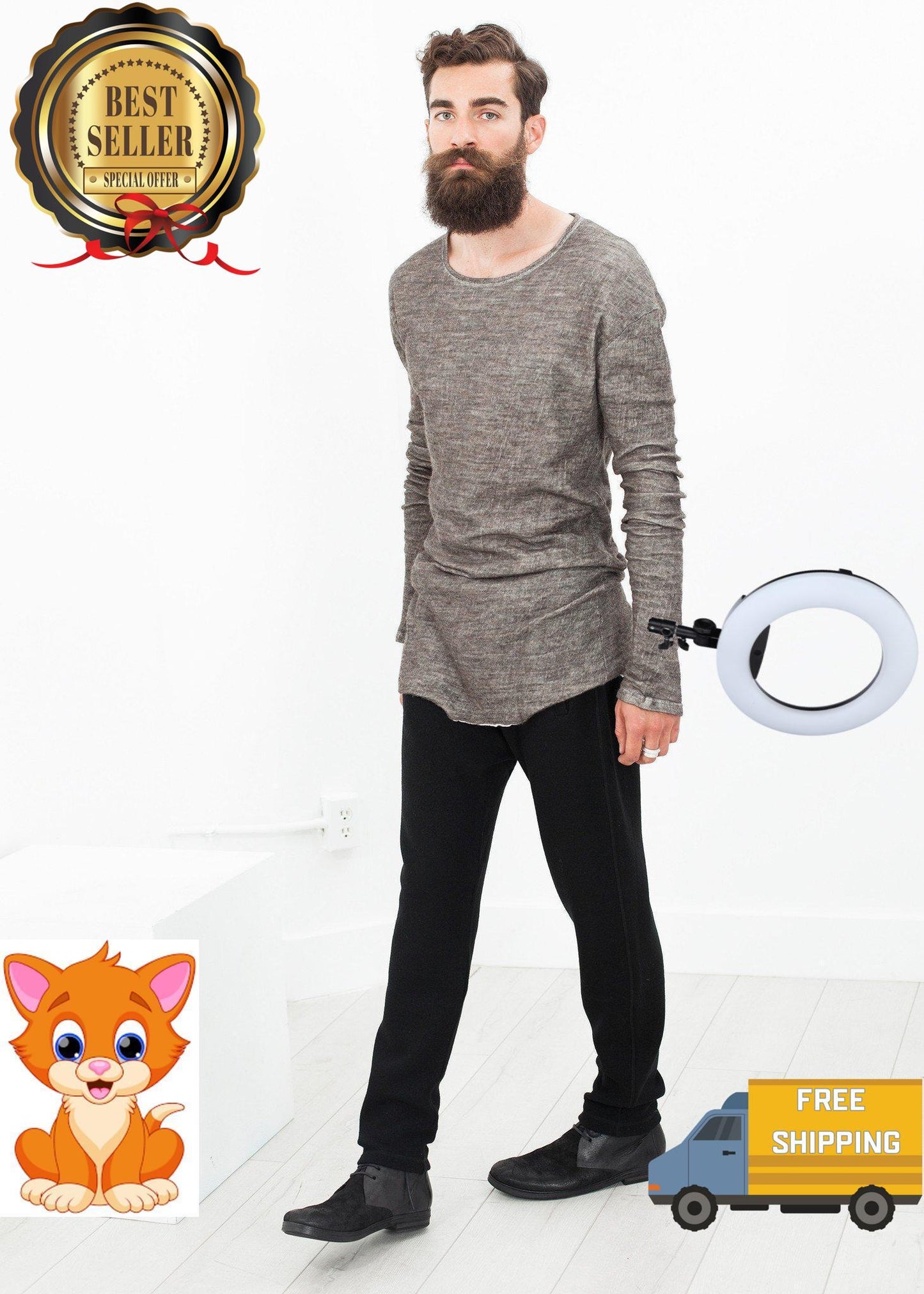 Extra Long Sleeve Sweater in Cavern