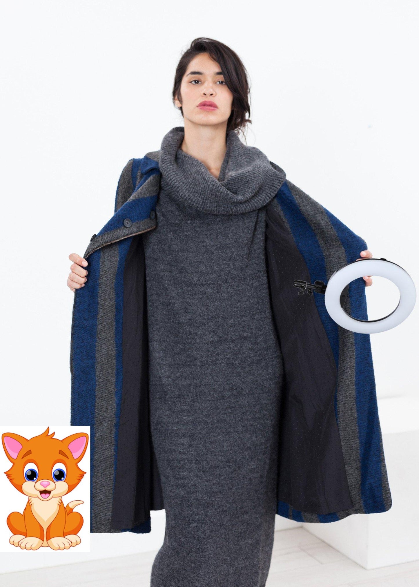 Petale Coat in Silver/Blue