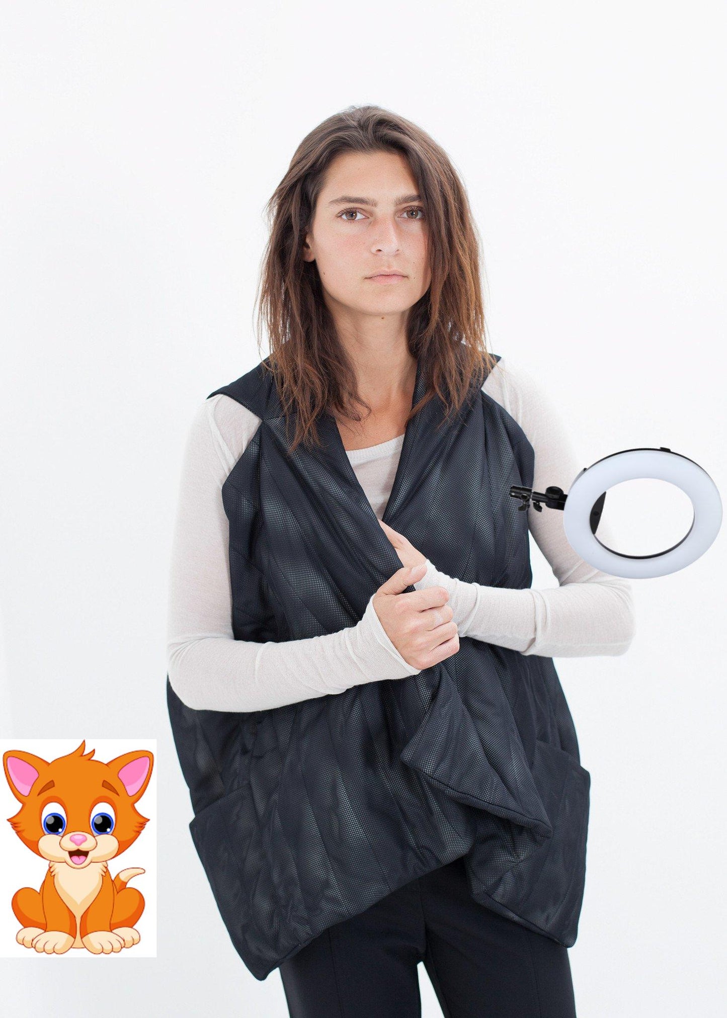 Quilted Mesh Waistcoat in Black/White