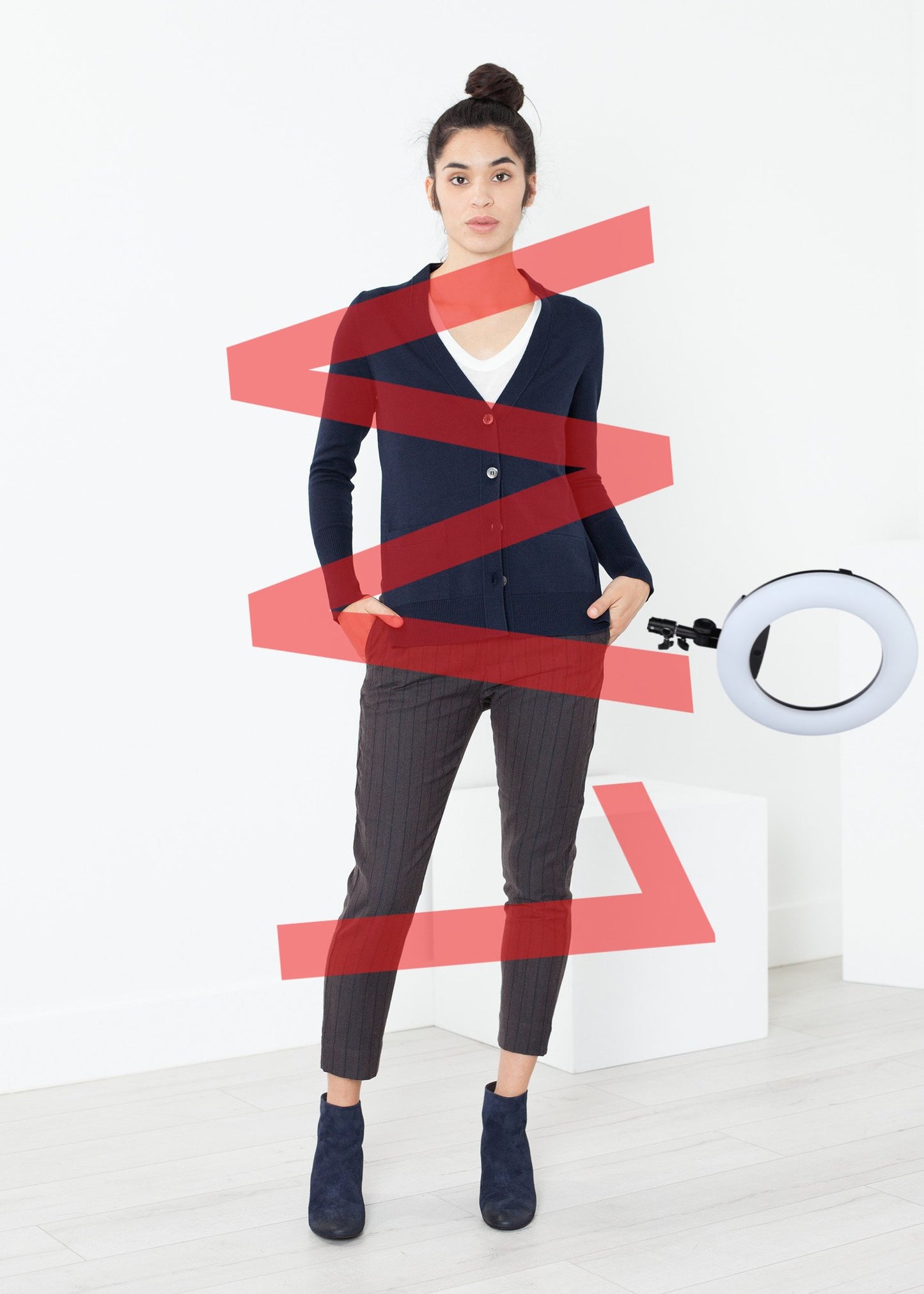 Square Cardigan in Navy