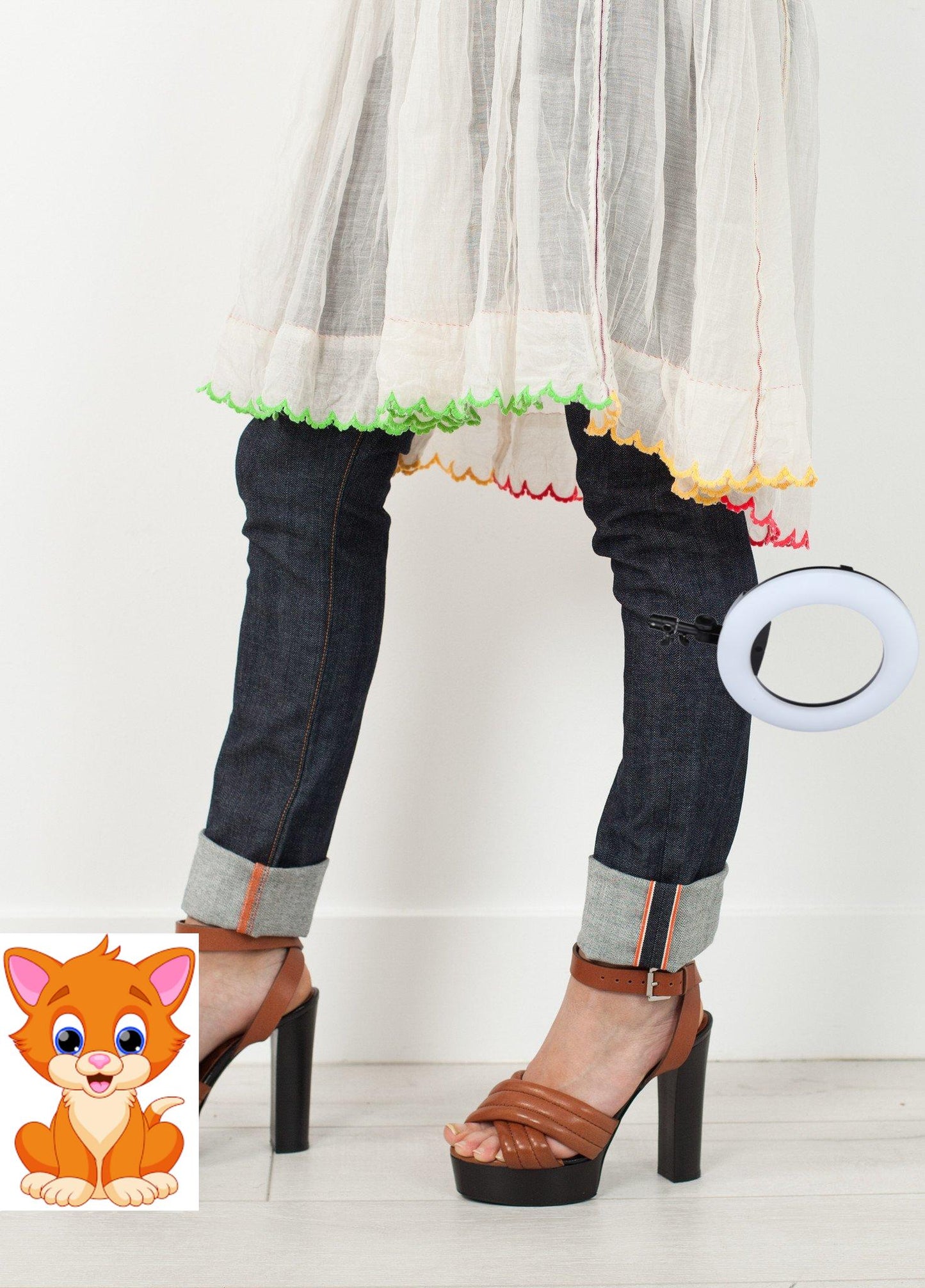 Pink Bib Dress in White