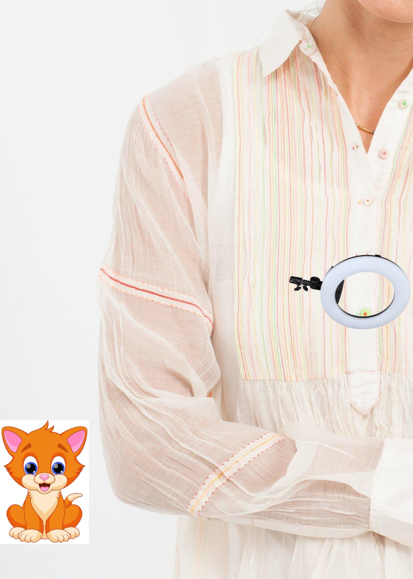 Sheer Rainbow Blouse in White