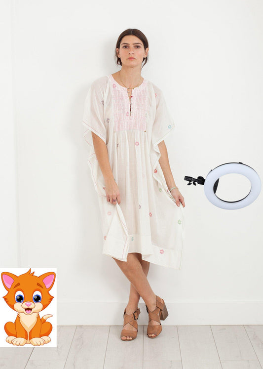 Floral Tent Dress in White