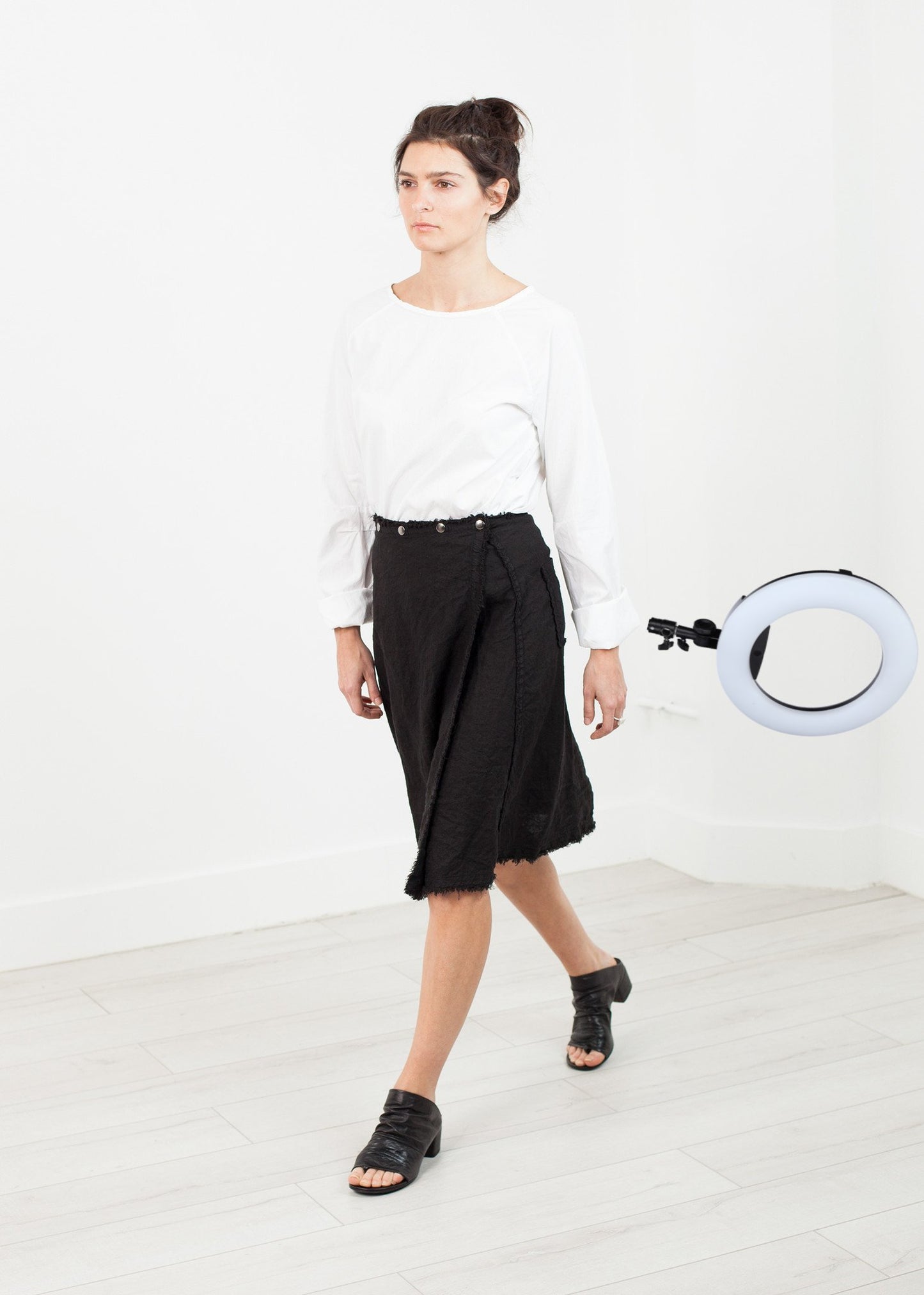 Wrap Snap Skirt in Black