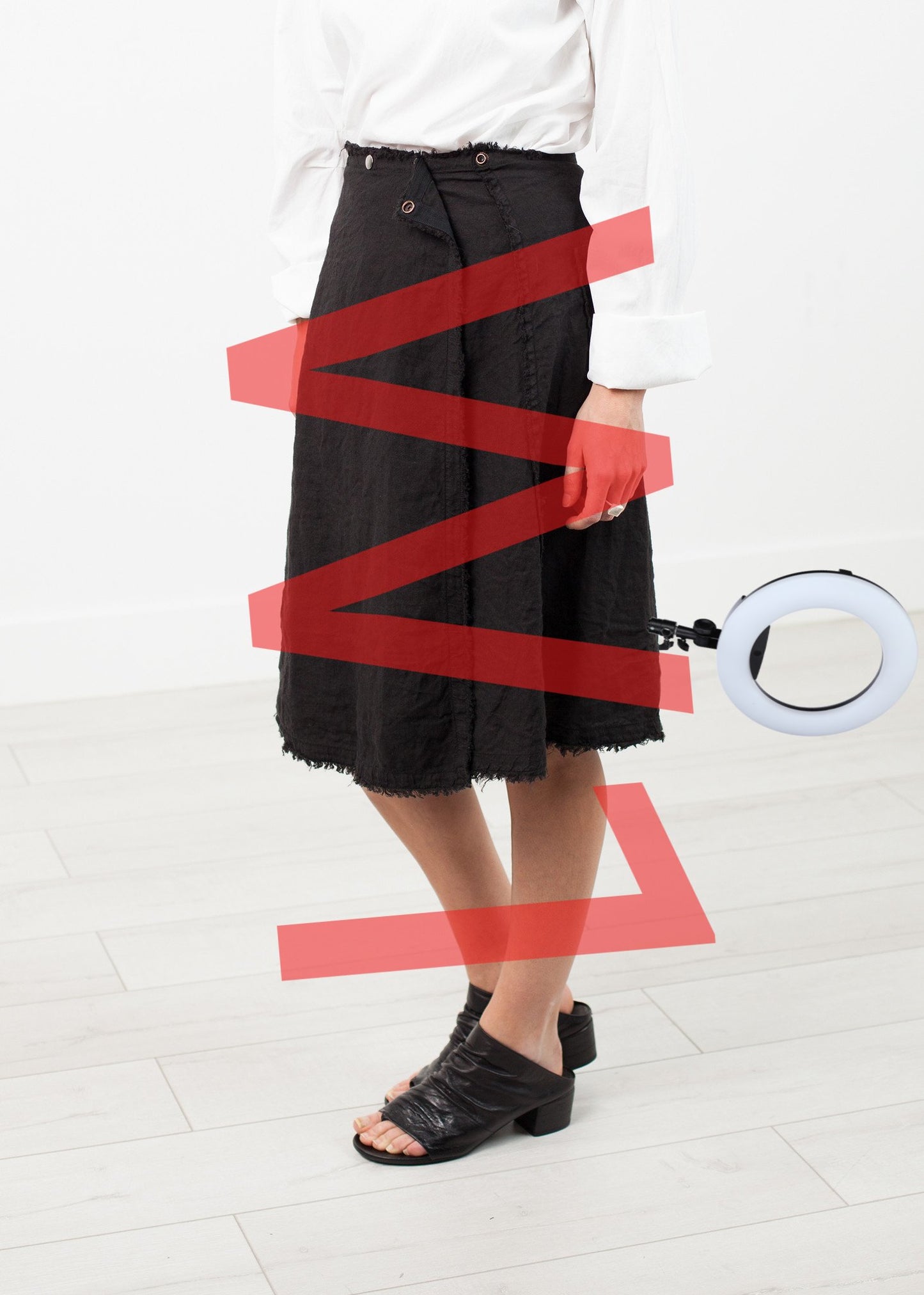 Wrap Snap Skirt in Black