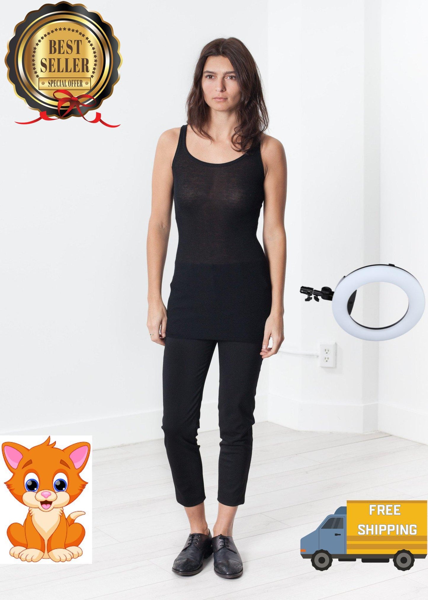 Easy Ribbed Tank in Black