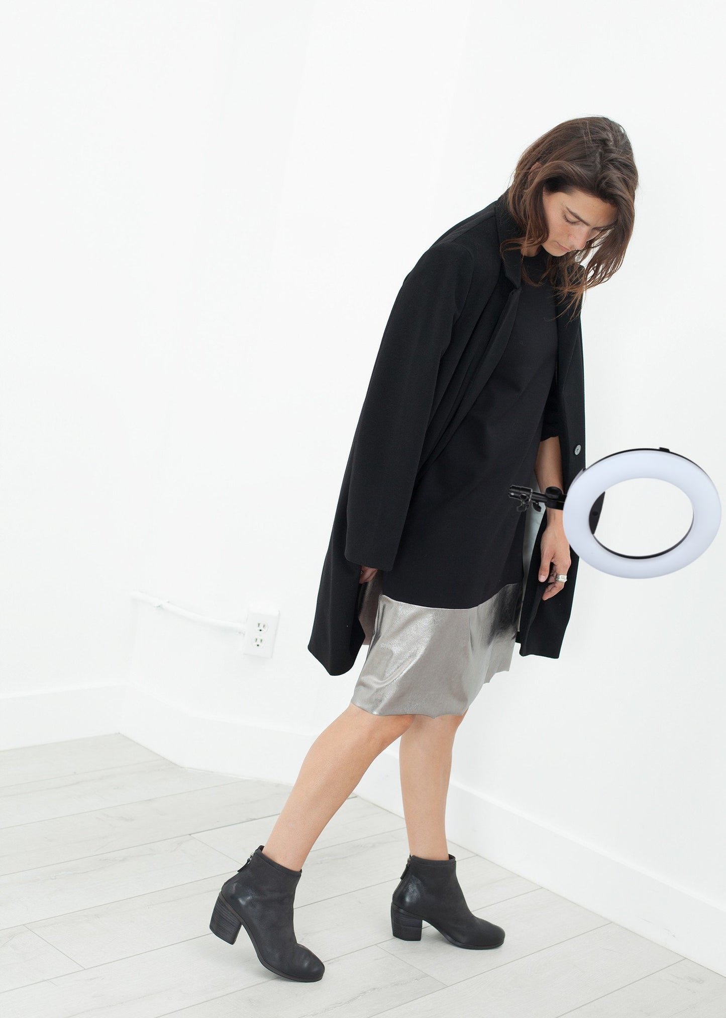 Border Dress in Black/Silver