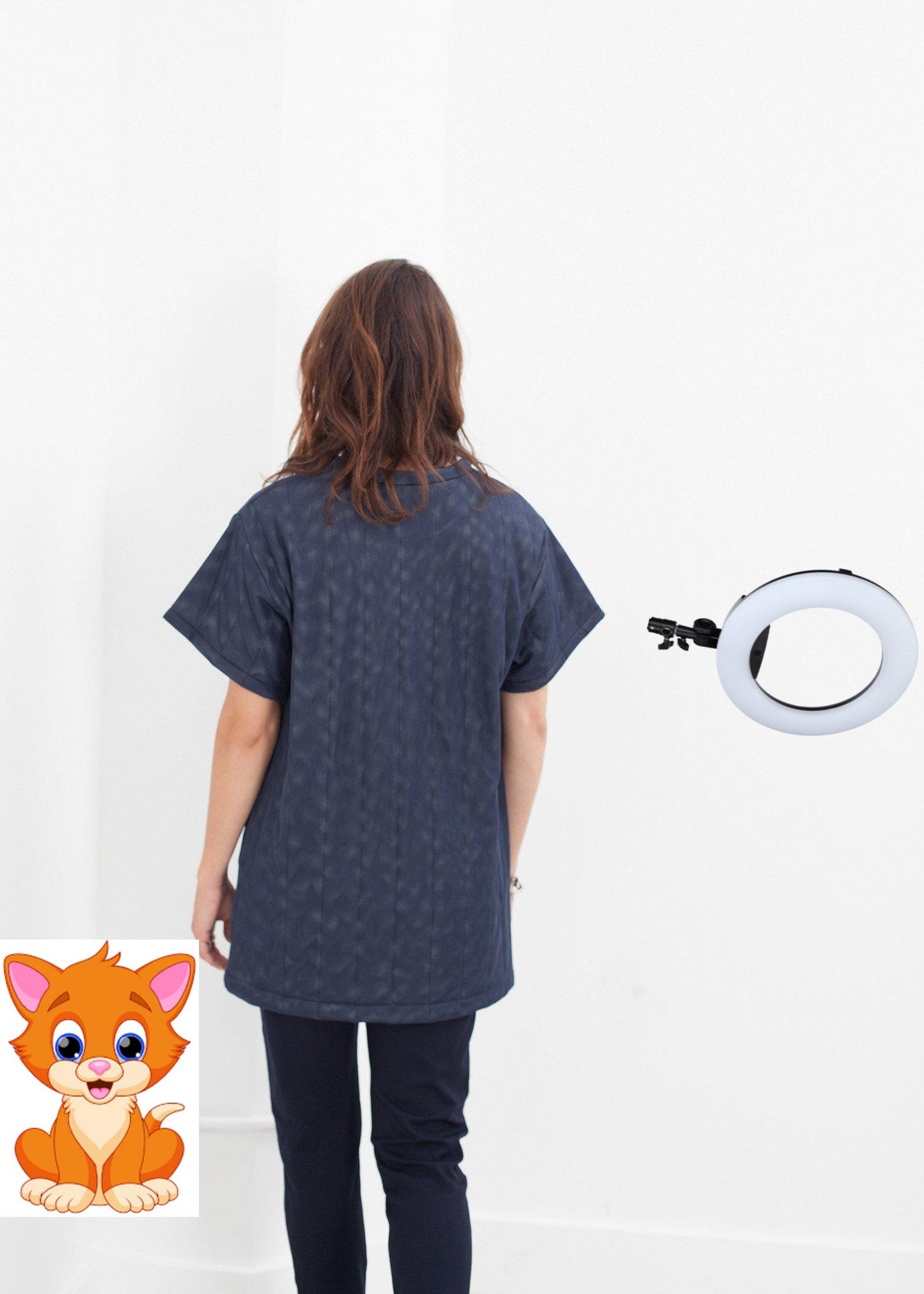 Quilted Mesh Mini Dress in Navy