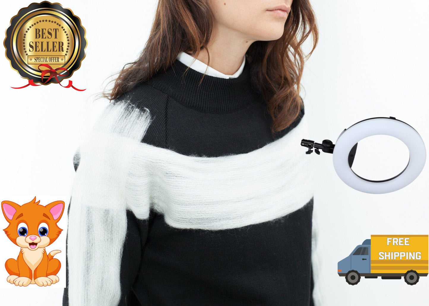 Contrast Felted Sweater in Black