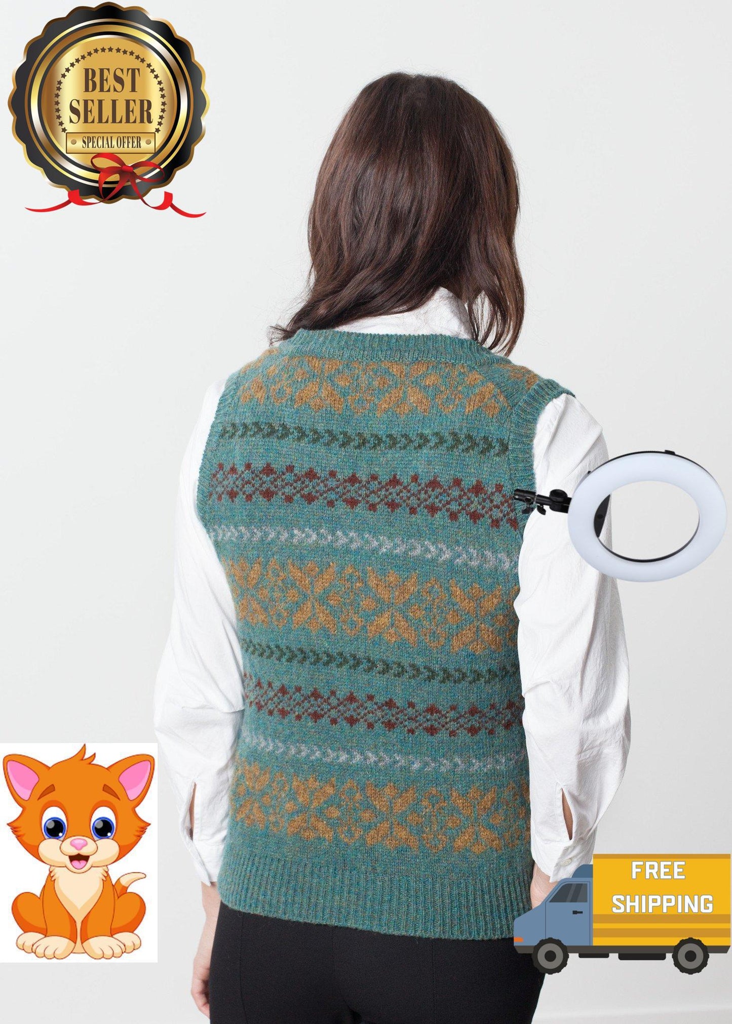Fair Isle Vest in Army