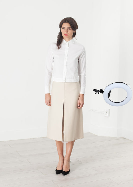 Tulle Pleat Skirt in Cream