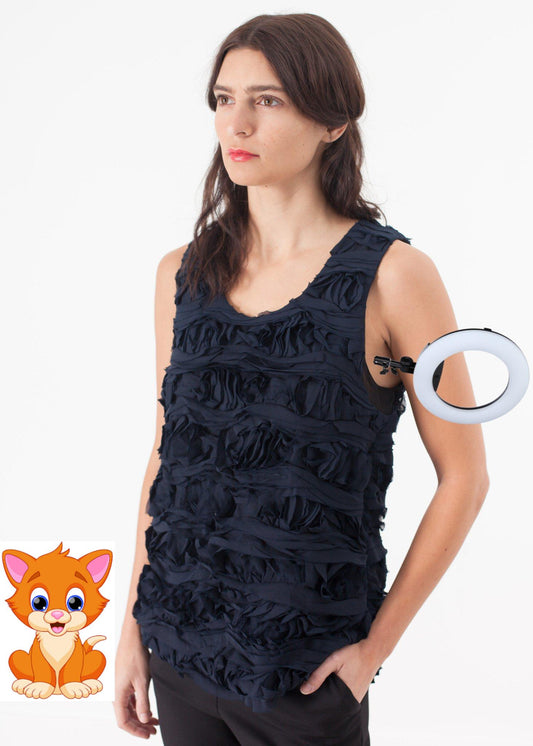 Ruffled Tank Top in Navy