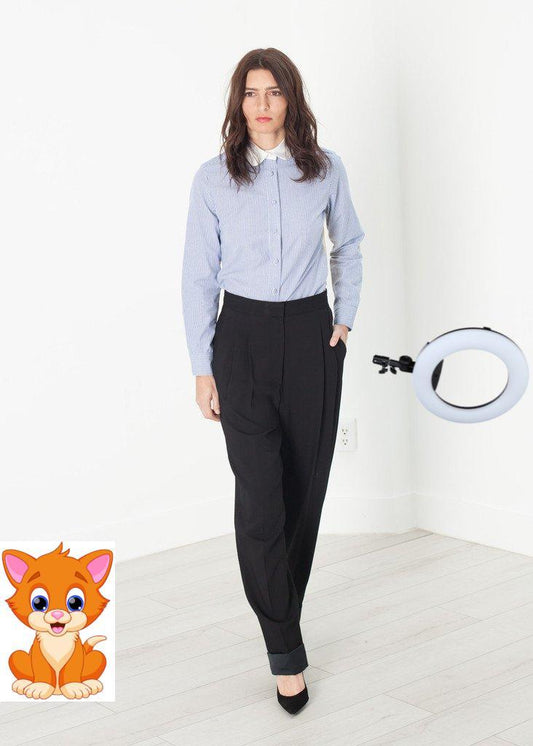 Contrast Cuff Pant in Black