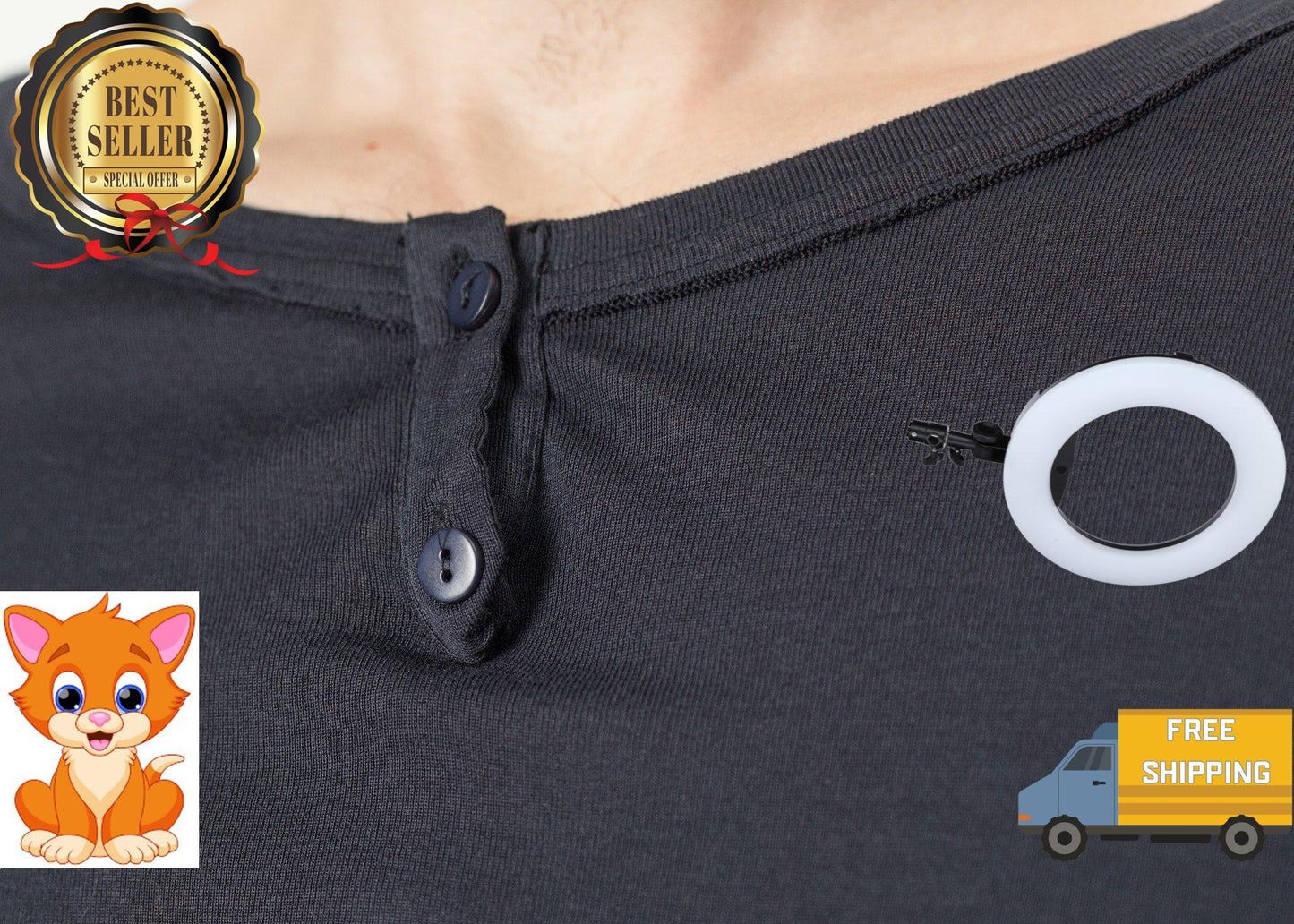 Cotton Henley in Blue Grey