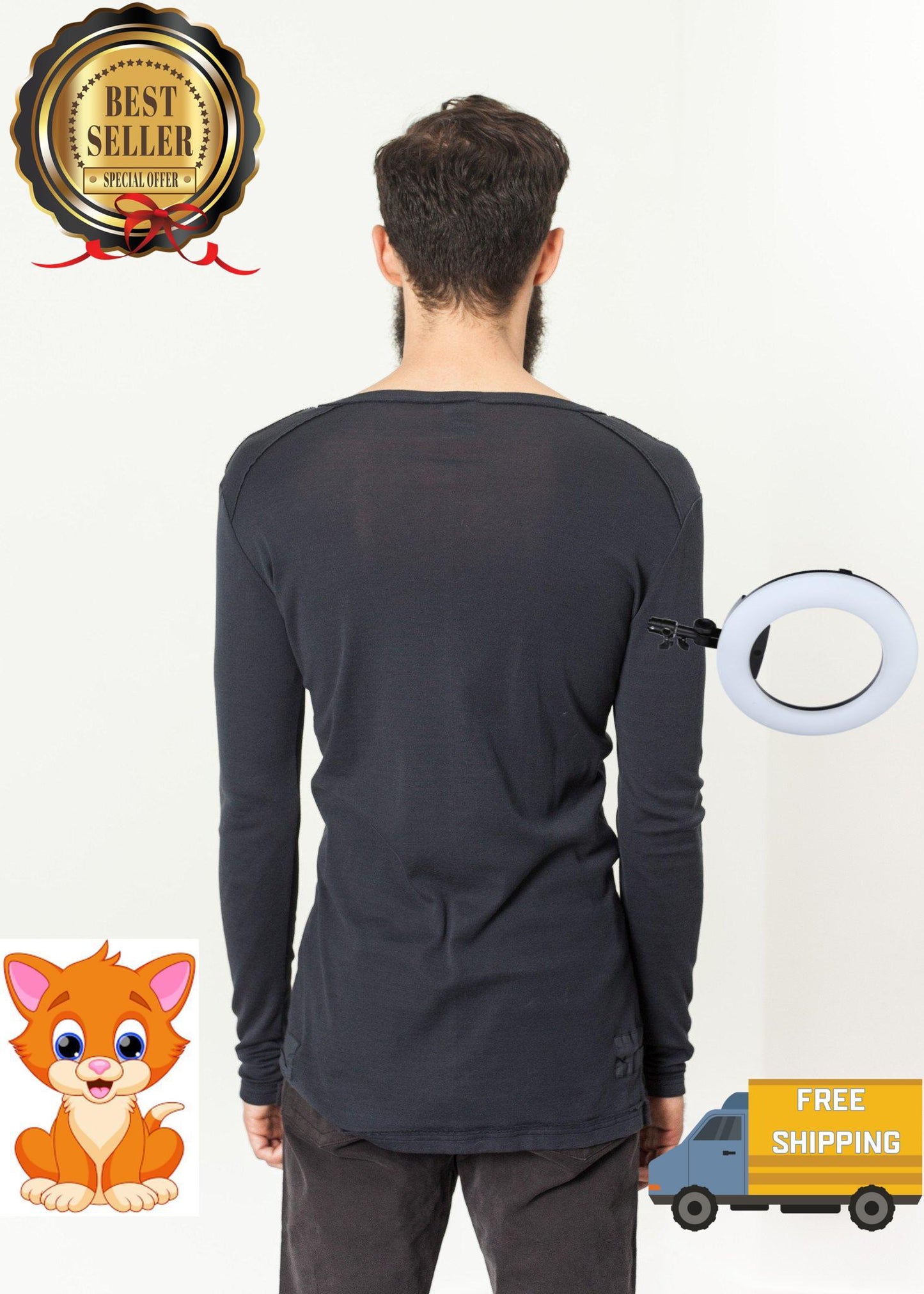 Cotton Henley in Blue Grey