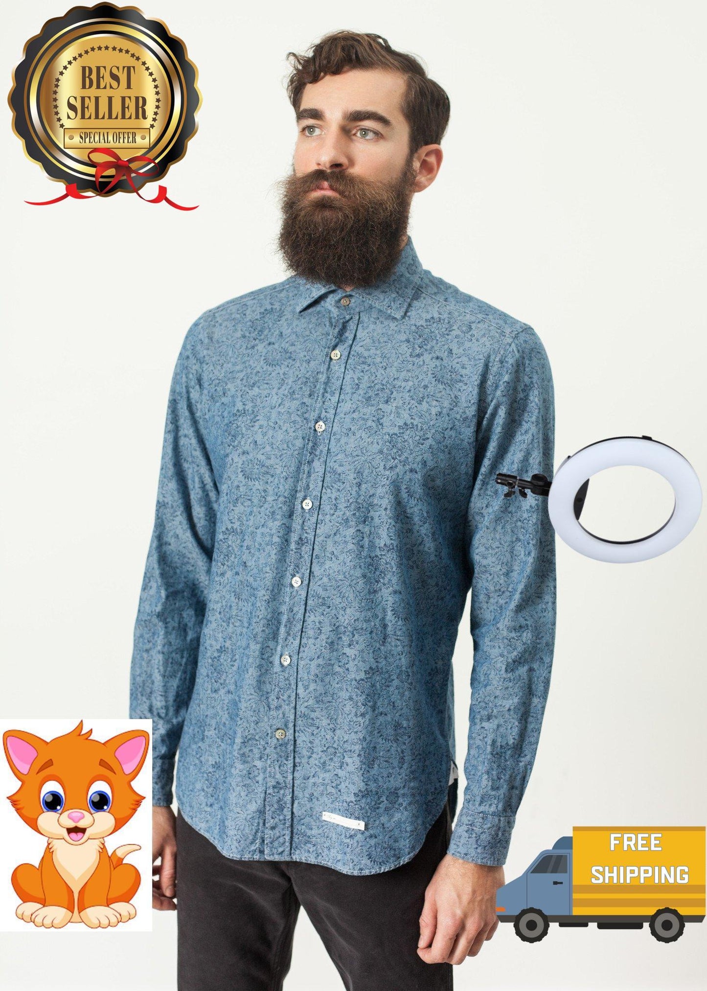 Floral Button-Up in Blue