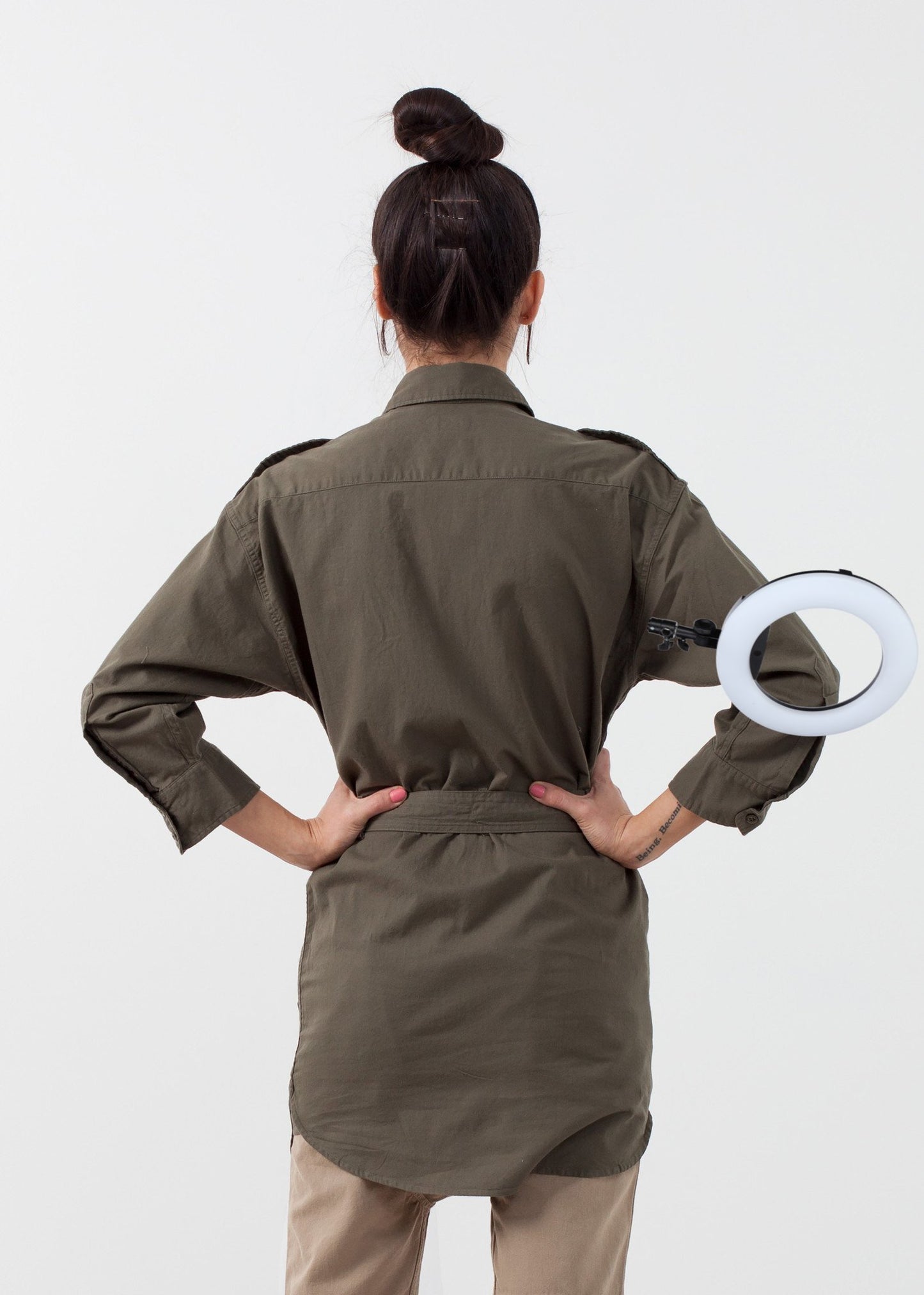 Belted Surplus Dress