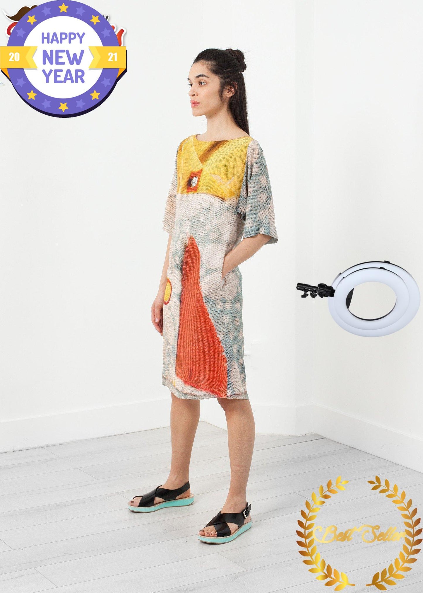 3/4 Sleeve Kimono Dress