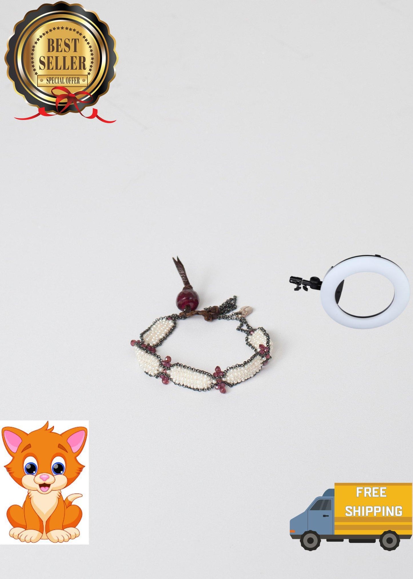 Garnet Bracelet in Frothy Pearl
