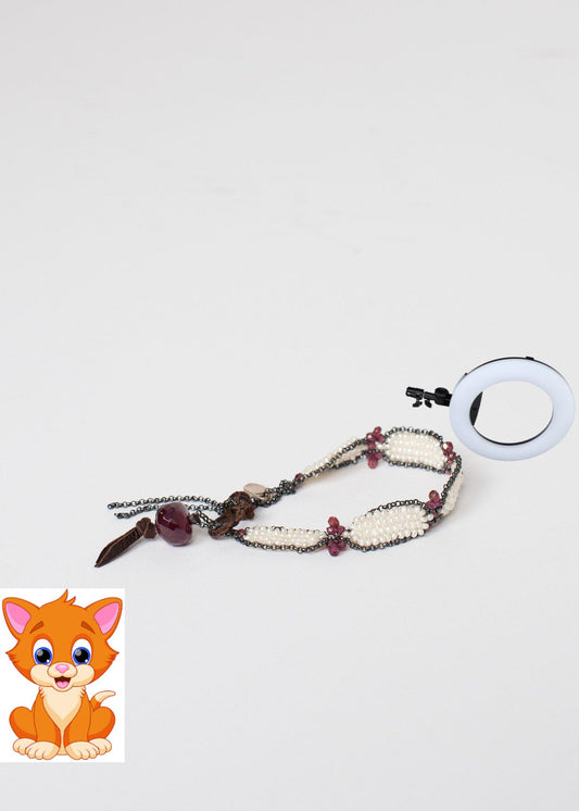 Garnet Bracelet in Frothy Pearl