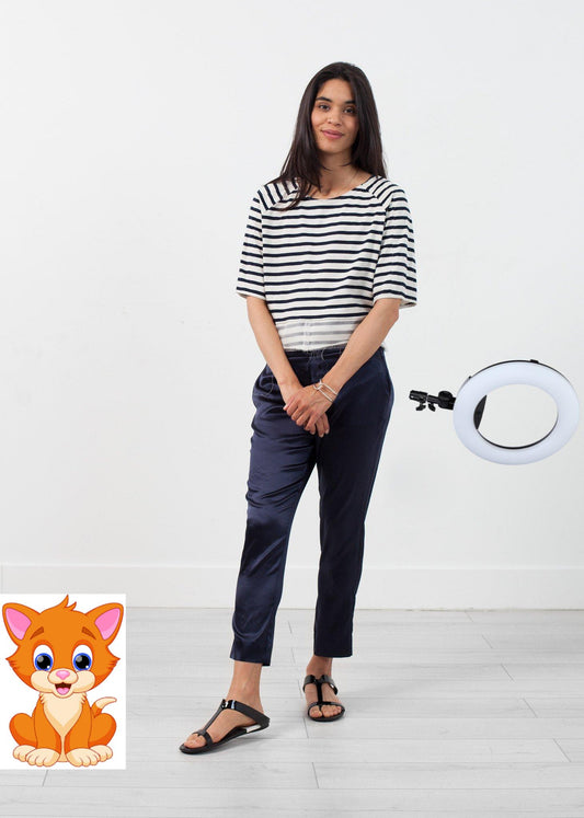 Sleeve Top in Navy Stripe