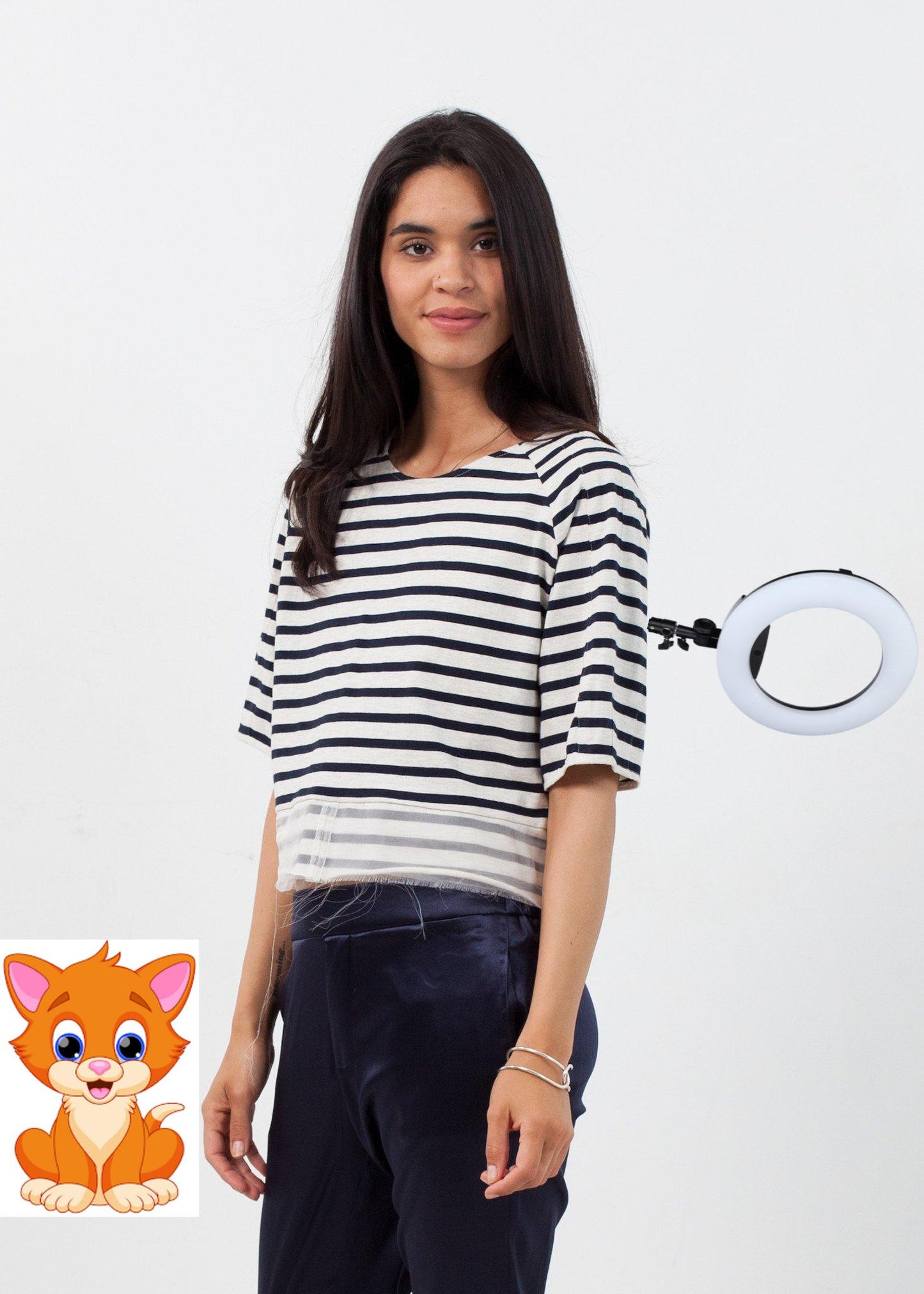 Sleeve Top in Navy Stripe