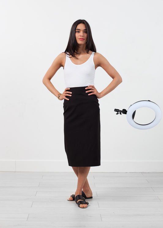 Long Pencil Skirt in Black