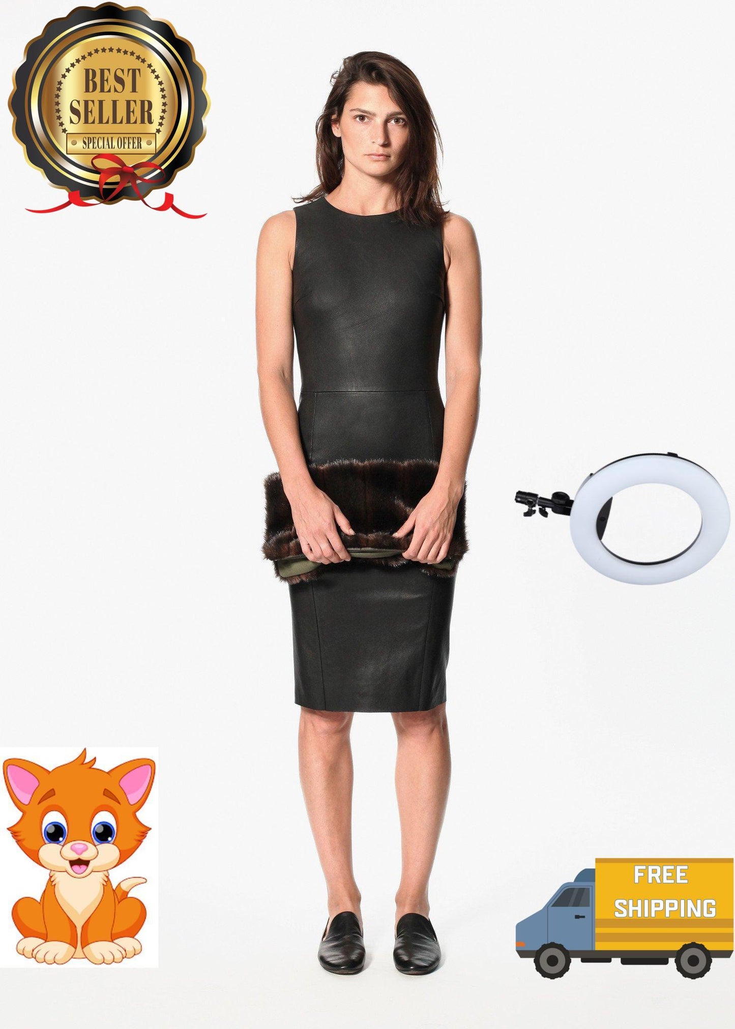 Iranta Leather Dress in Black