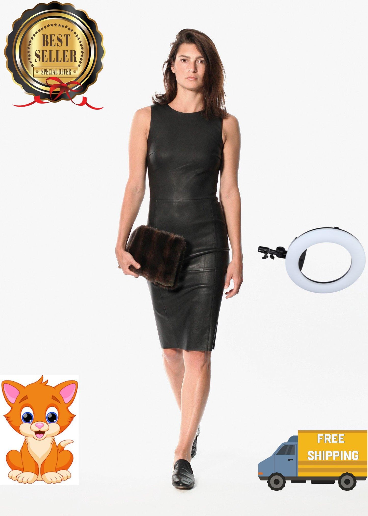 Iranta Leather Dress in Black