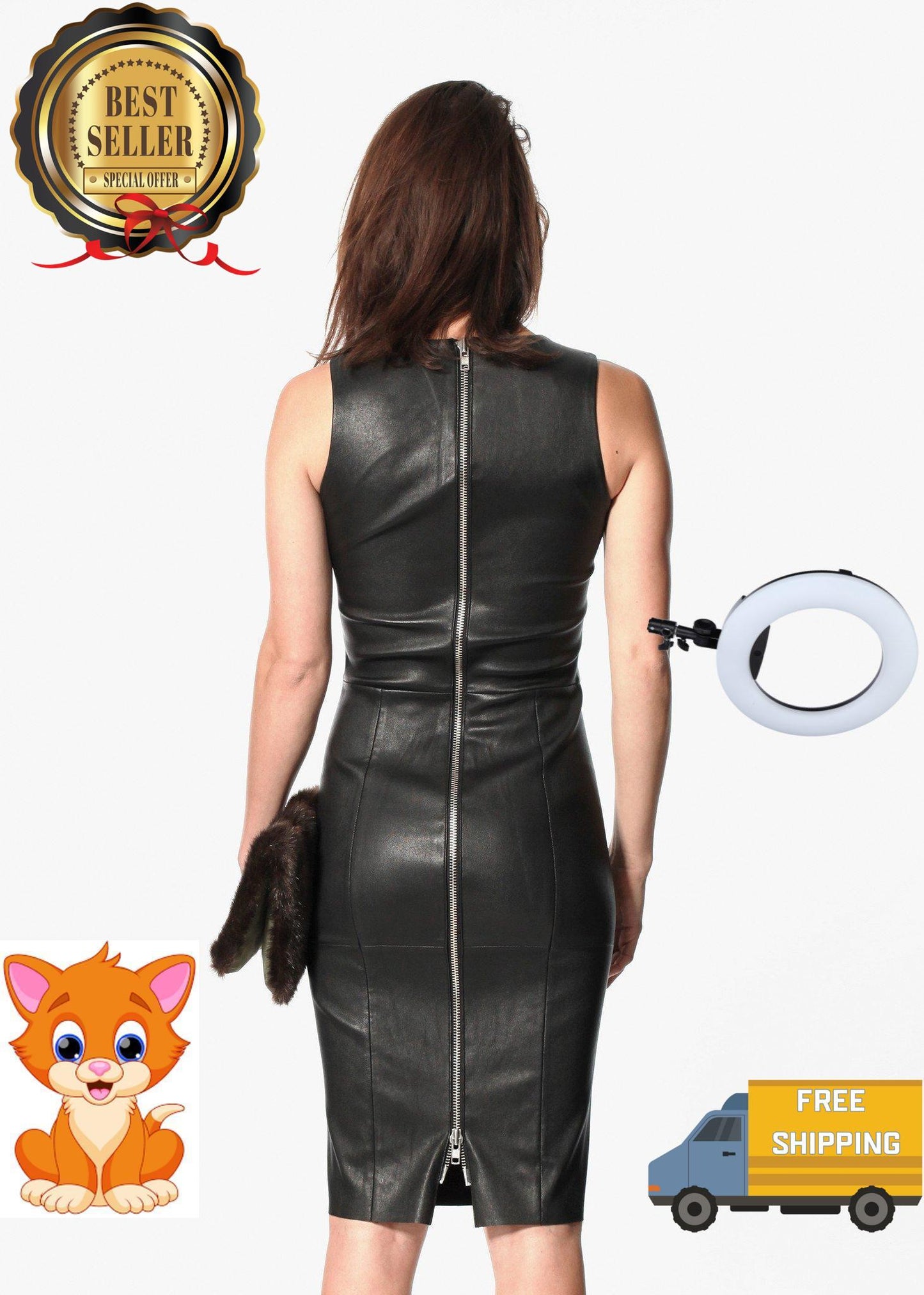 Iranta Leather Dress in Black