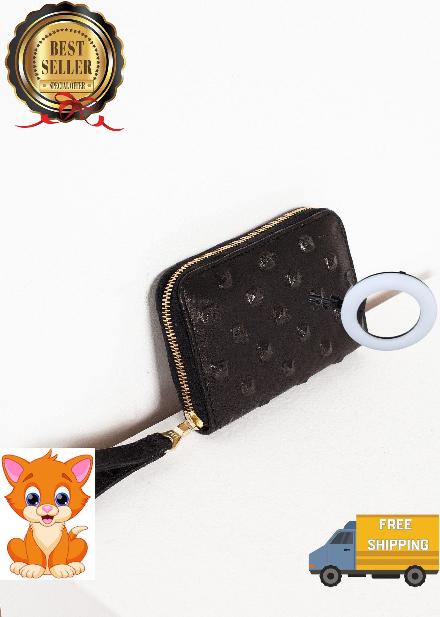 Elodie Leather Wallet in Black