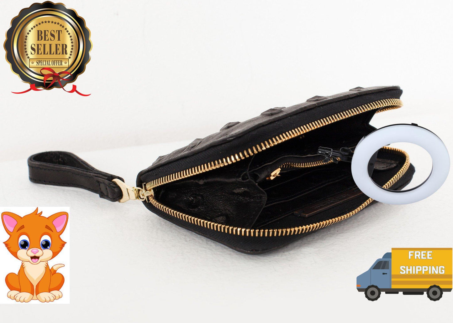 Elodie Leather Wallet in Black