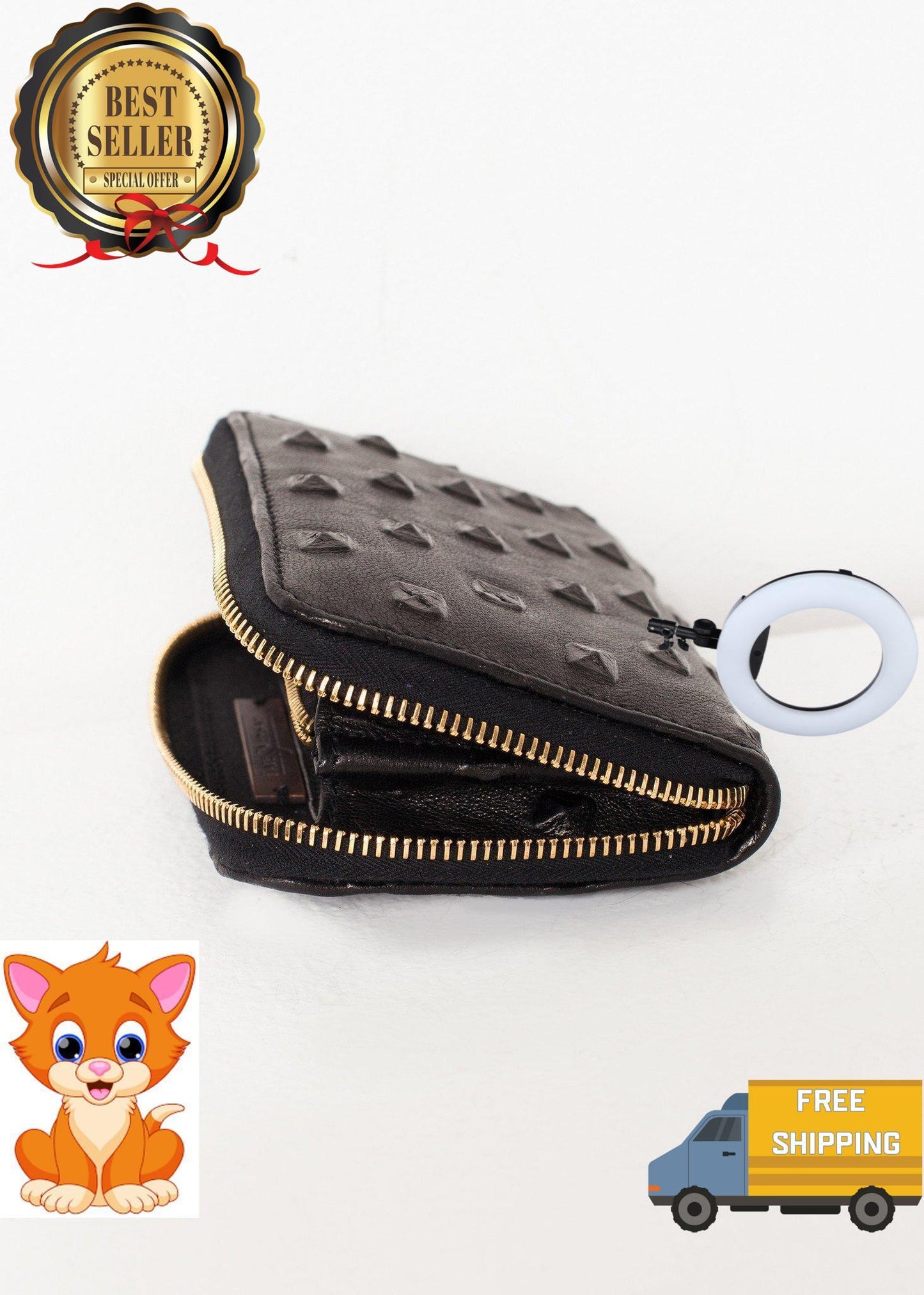Elodie Leather Wallet in Black