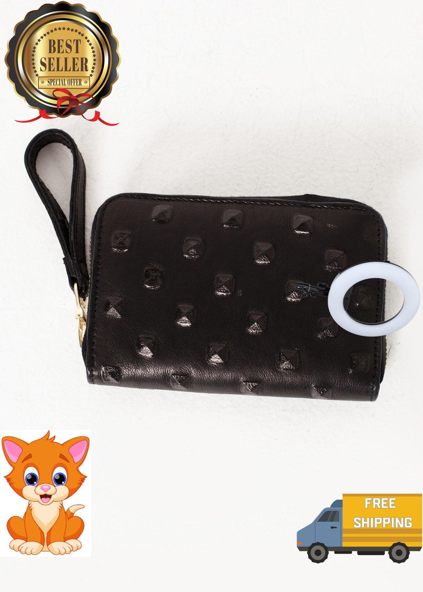Elodie Leather Wallet in Black