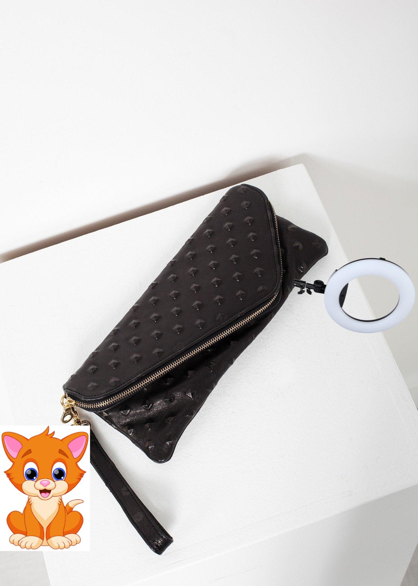 Roxanne Leather Clutch in Black