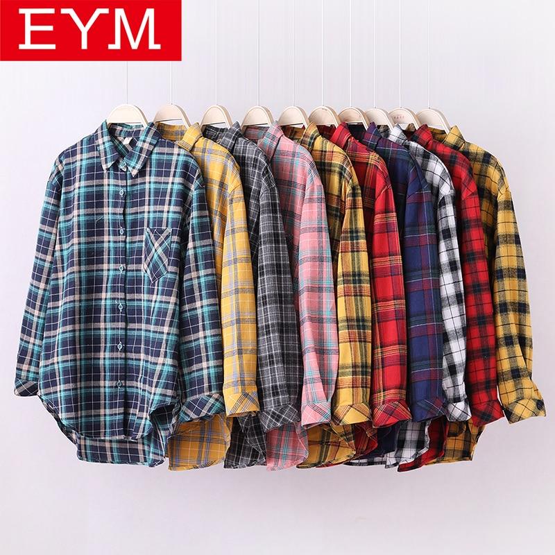 2019 New Brand Plaid Shirt Women Loose Plus Size Blouse Female Long Sleeve Blouses Cotton Flannel Casual Shirt Women Tops Blusas