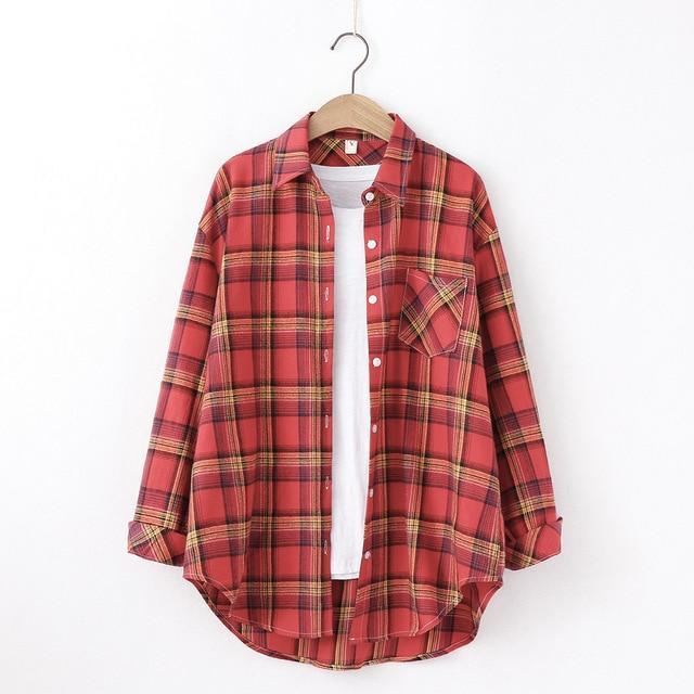 2019 New Brand Plaid Shirt Women Loose Plus Size Blouse Female Long Sleeve Blouses Cotton Flannel Casual Shirt Women Tops Blusas