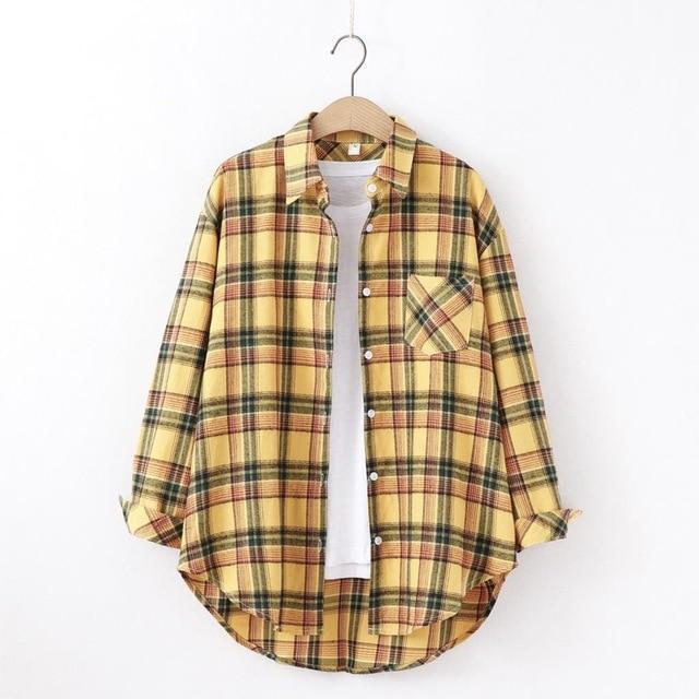2019 New Brand Plaid Shirt Women Loose Plus Size Blouse Female Long Sleeve Blouses Cotton Flannel Casual Shirt Women Tops Blusas