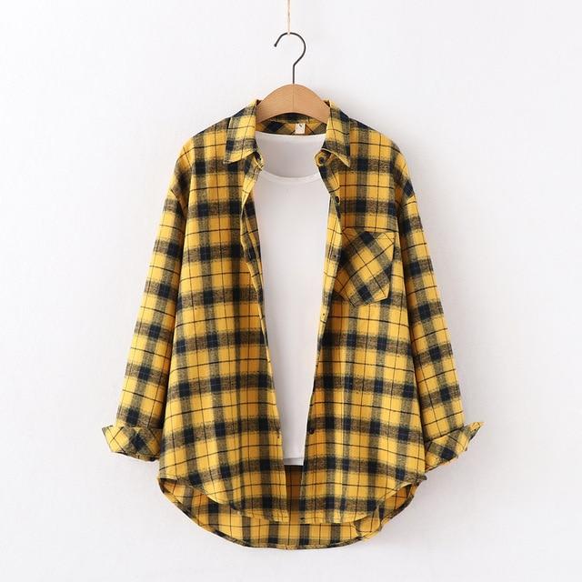 2019 New Brand Plaid Shirt Women Loose Plus Size Blouse Female Long Sleeve Blouses Cotton Flannel Casual Shirt Women Tops Blusas
