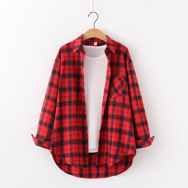2019 New Brand Plaid Shirt Women Loose Plus Size Blouse Female Long Sleeve Blouses Cotton Flannel Casual Shirt Women Tops Blusas
